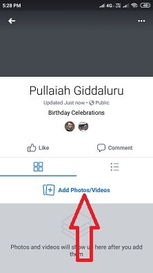Add Photos or Videos option on Facebook Album