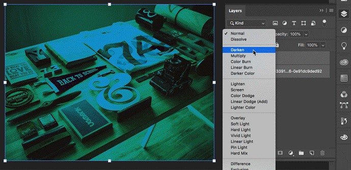 Live blend mode option on Adobe Photoshop