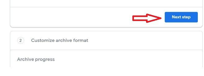 Next step option in takeout.goole to archieve your email content