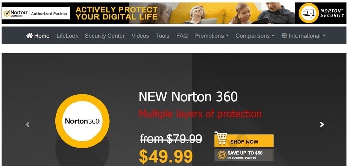 Norton 360 Home Page