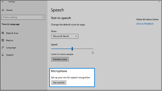 Enabling-Speech Recognition-Option-in-Windows-10