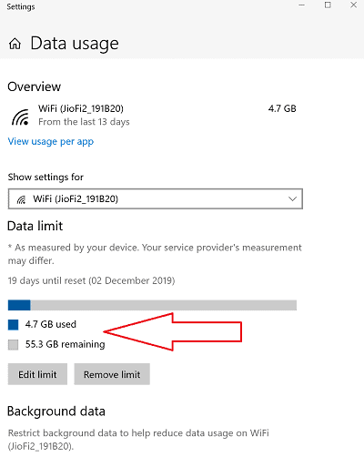 windows 10 data usage