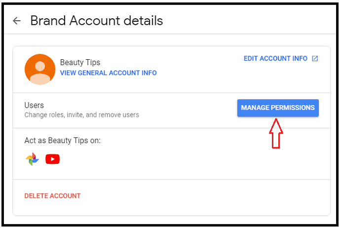 Mange Permissions option-in-Your-YouTube-Brand Account-Channel
