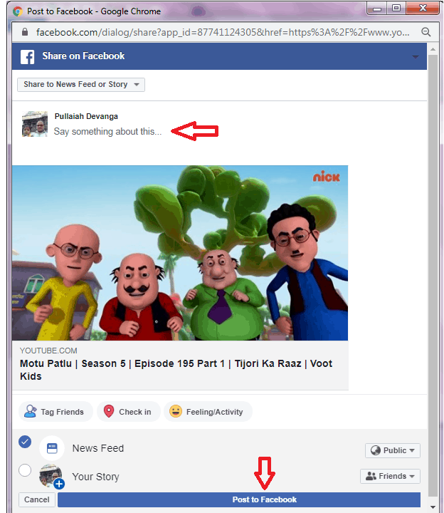 Posting YouTube video on your Facebook