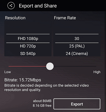 Select-Resolution, Frame Rate,and Bit Rate of your video