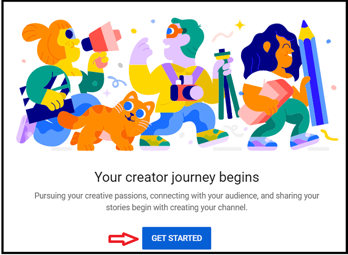 click-GetStarted-button-to-create-a-channel-on-YouTube
