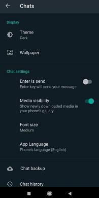 WhatsApp in Dark Mode on Android device