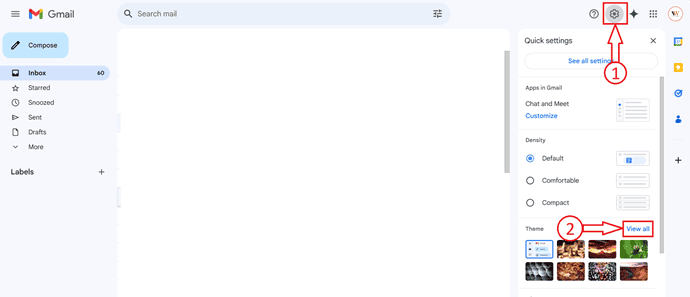 Themes in Gmail Settings