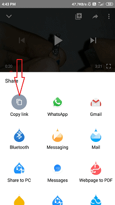 copy link icon along with different share icons.