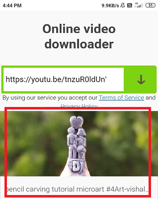 Desired video displayed in the page.