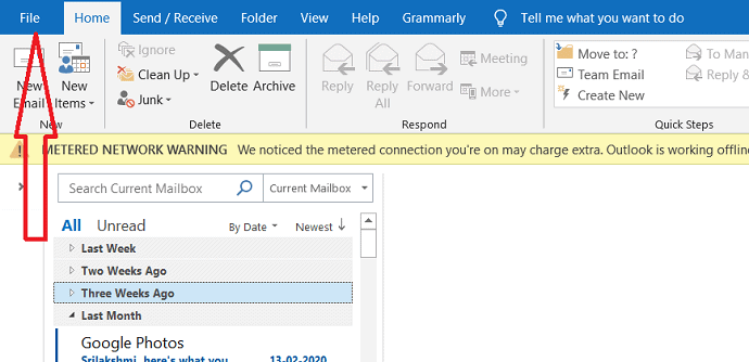 select on file in outlook. 