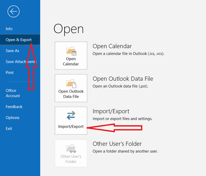 select import and export option.