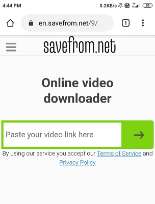 savefrom website page.