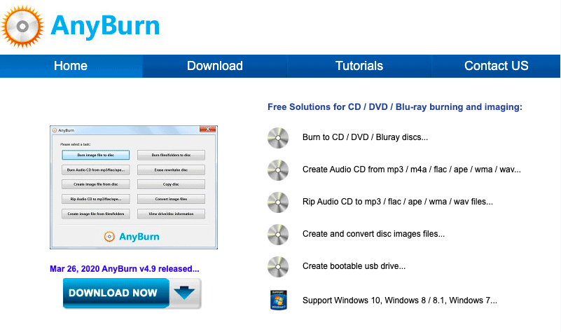 AnyBurn create an audio CD from MP3 Files for free