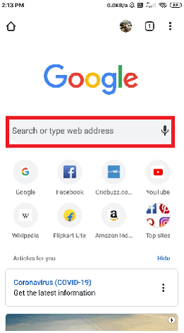 Enter google web in the search bar.
