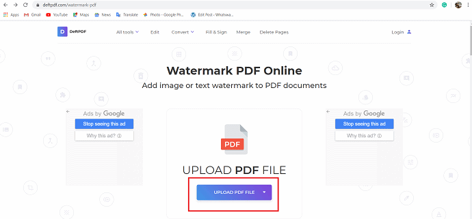 select upload PDF file.