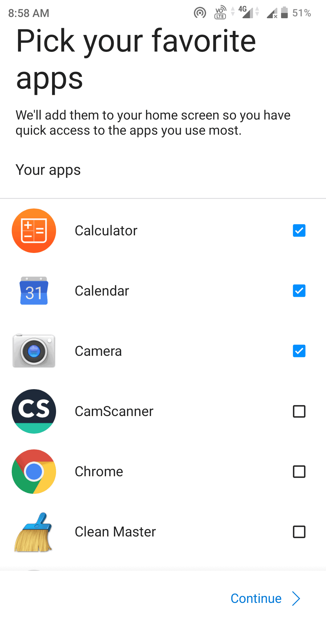 Quick access to your selected apps

