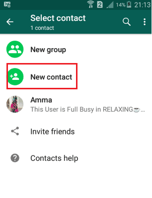 Adding new contact