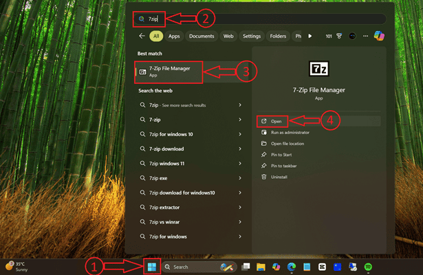 Launch 7-zip application
