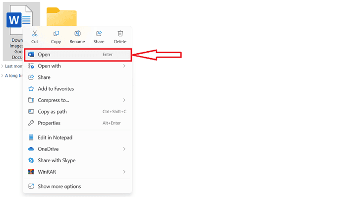 Open word document