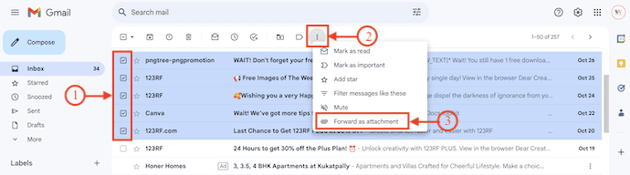 Select Multiple Mails in Gmail