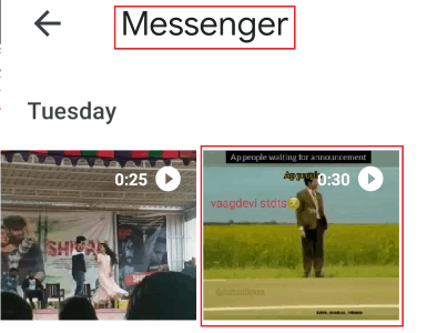 downloded video from the messenger