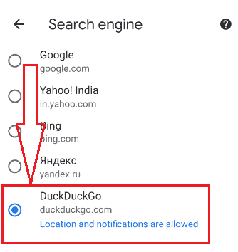 add duckduckgo as default