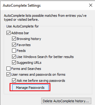 manage password settings