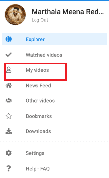 my videos option