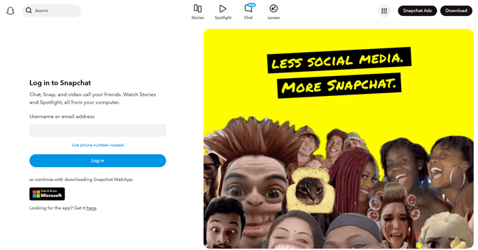 Snapchat Homepage