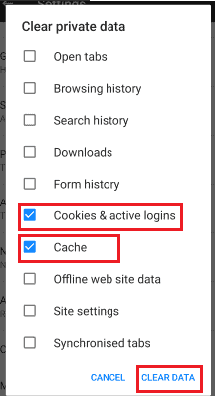 select cookies and active logins