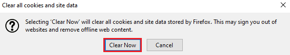 click on clear now option
