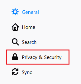 click on the privacy and security option