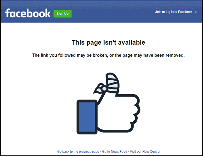 Facebook-URL-not-working