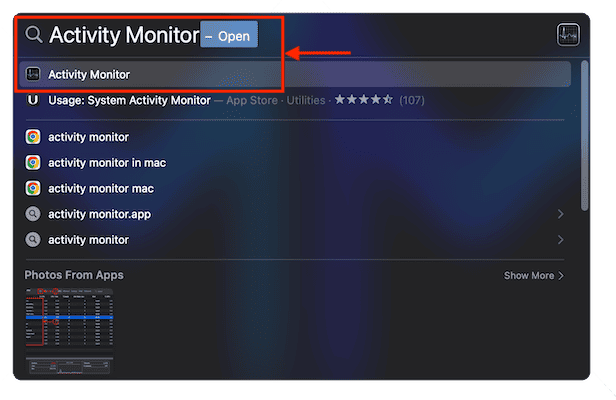 Launch Activity Monitor on Mac