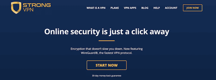 Strong VPN Homepage