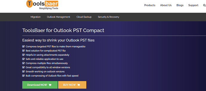 Toolsbaer for Outlook PST compact.