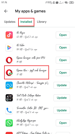 select opera mini app