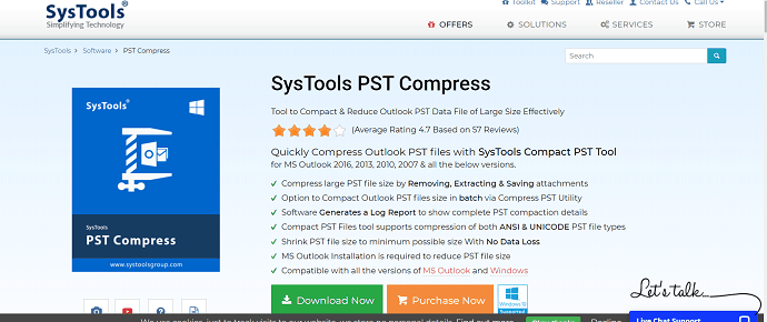 SysTools PST compress software.
