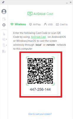 AirDroid cast code and QR