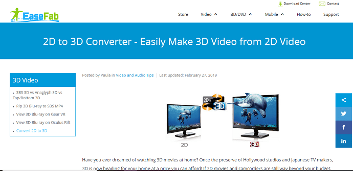 Easefab 2D to 3D Converter