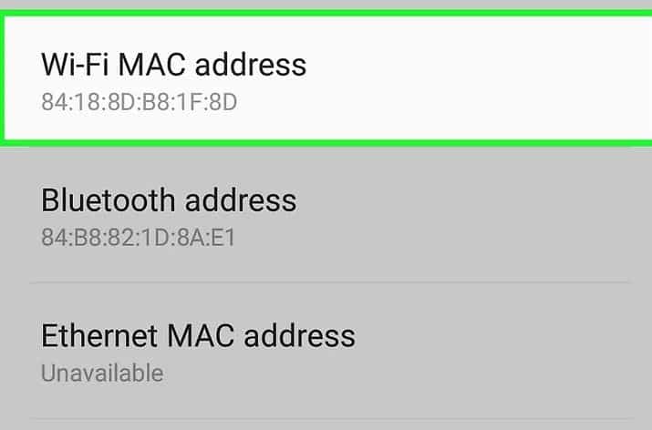 MAC address using Android3