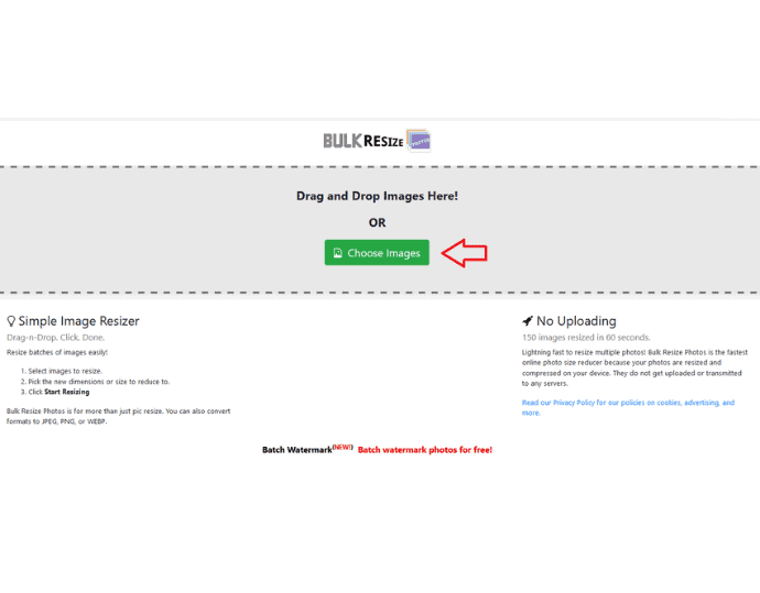 Step 1 Open up the website and click on the choose images button.