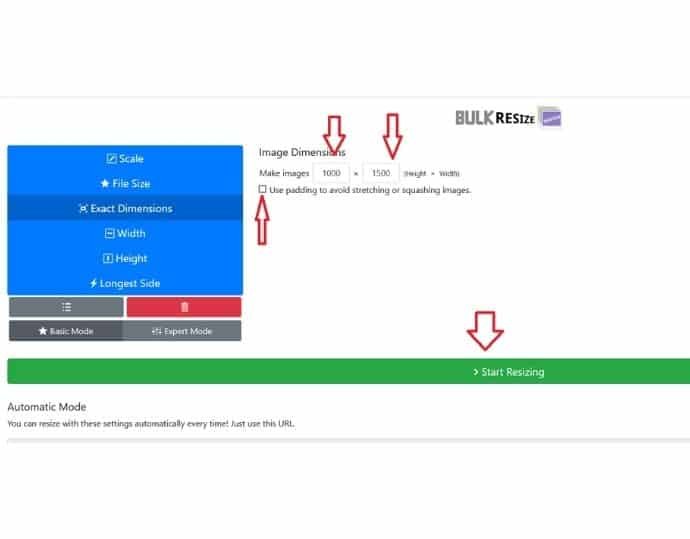 Step 3 Insert a new dimension of width and height. And finally, click on the start resizing button