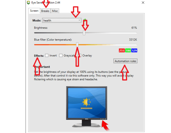 How to reduce computer blue light by using Eyesaver