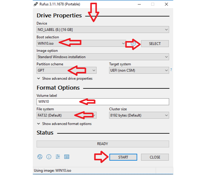 How to create a bootable USB by Rufus