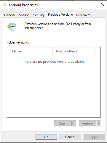 No Restore previous