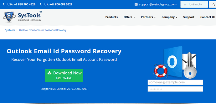 Systools Outlook password recovery.