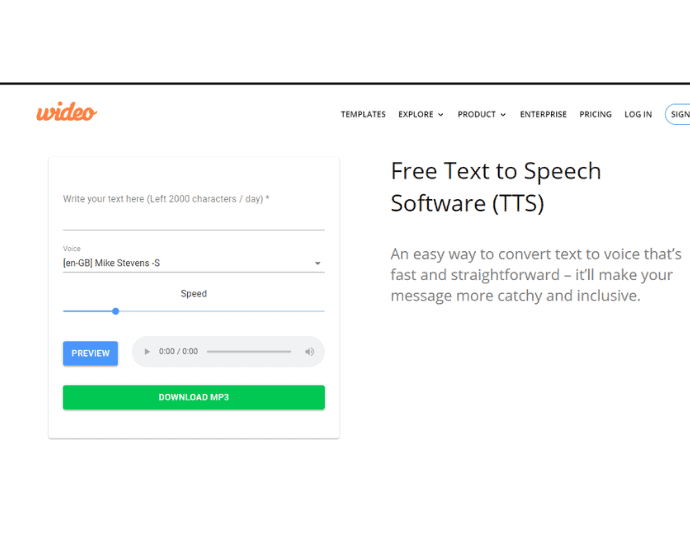 Using Wideo (Free Commercial text to speech online tool)