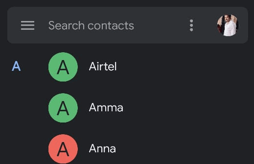 contacts in phone
